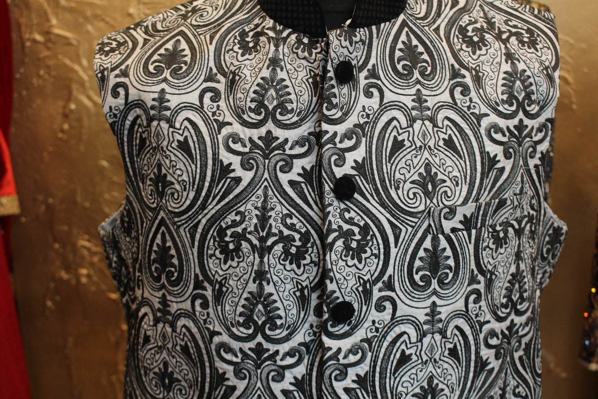 Black and cheap silver waistcoat